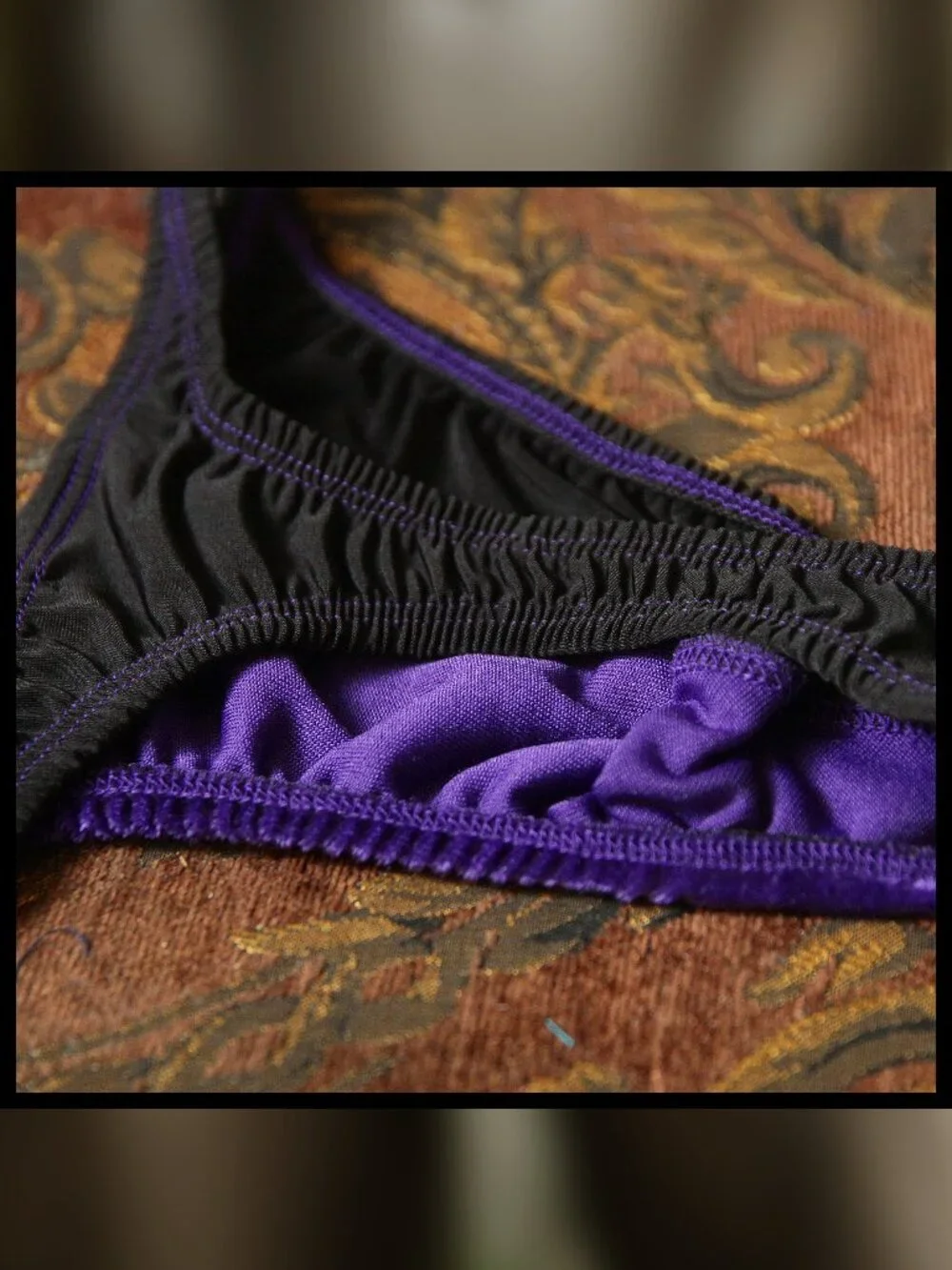 Mens Half Velvet Split Pouch Thin Sides Thong Handmade